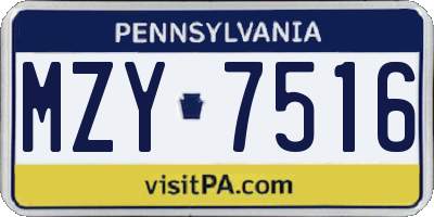 PA license plate MZY7516