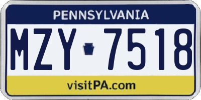 PA license plate MZY7518