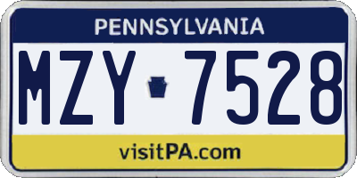 PA license plate MZY7528