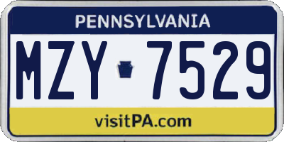 PA license plate MZY7529