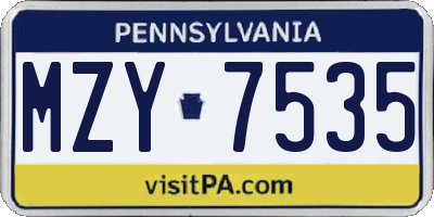 PA license plate MZY7535