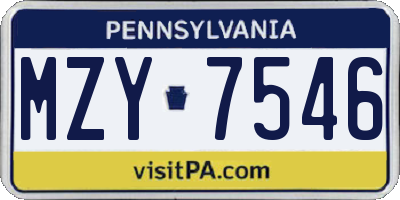 PA license plate MZY7546