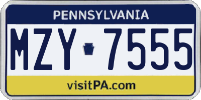 PA license plate MZY7555