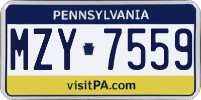 PA license plate MZY7559