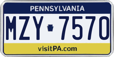 PA license plate MZY7570