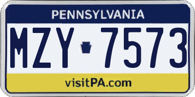 PA license plate MZY7573