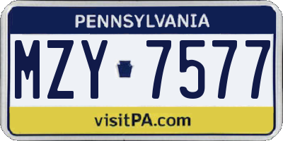 PA license plate MZY7577