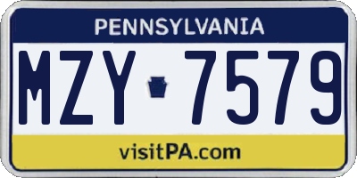 PA license plate MZY7579