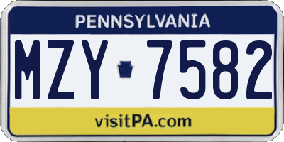 PA license plate MZY7582