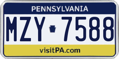 PA license plate MZY7588