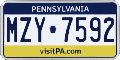 PA license plate MZY7592