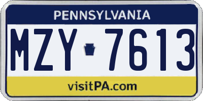PA license plate MZY7613
