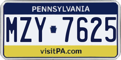 PA license plate MZY7625