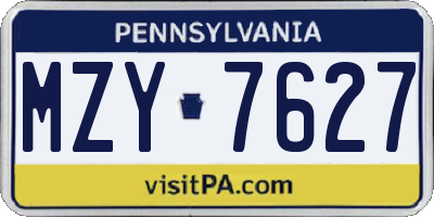 PA license plate MZY7627