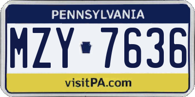 PA license plate MZY7636