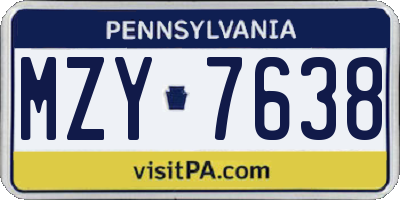 PA license plate MZY7638