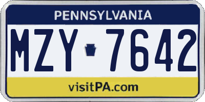 PA license plate MZY7642