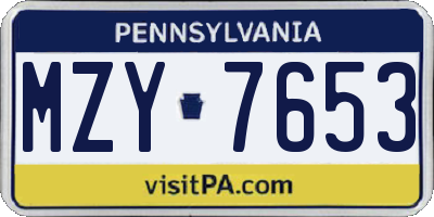 PA license plate MZY7653