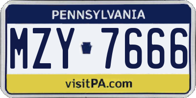 PA license plate MZY7666