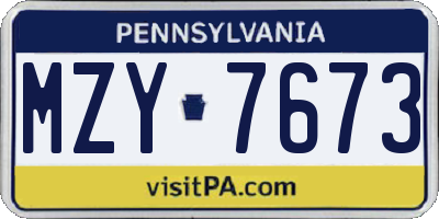 PA license plate MZY7673
