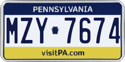 PA license plate MZY7674