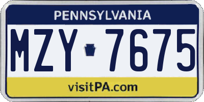 PA license plate MZY7675
