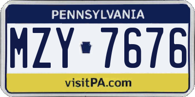 PA license plate MZY7676