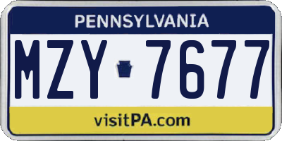 PA license plate MZY7677