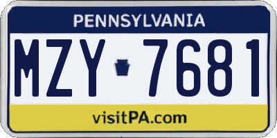 PA license plate MZY7681