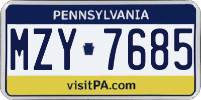 PA license plate MZY7685