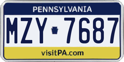 PA license plate MZY7687