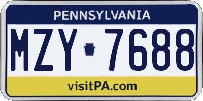 PA license plate MZY7688