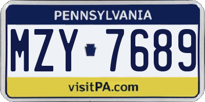 PA license plate MZY7689