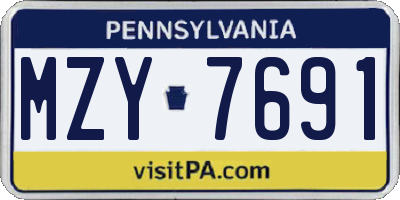 PA license plate MZY7691