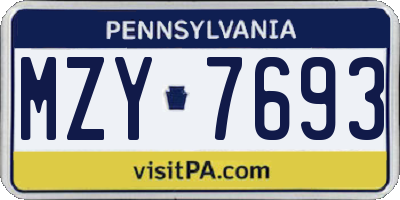 PA license plate MZY7693