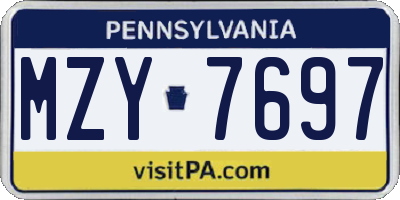 PA license plate MZY7697