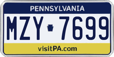 PA license plate MZY7699