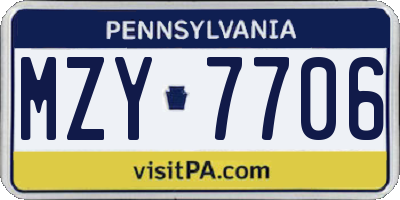 PA license plate MZY7706