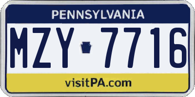 PA license plate MZY7716