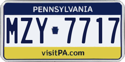 PA license plate MZY7717