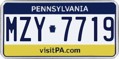 PA license plate MZY7719