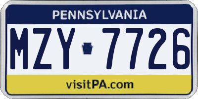 PA license plate MZY7726