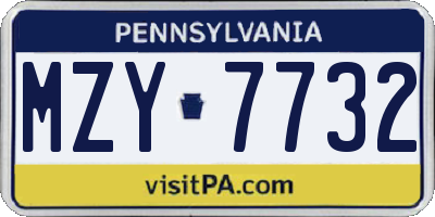 PA license plate MZY7732