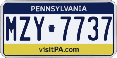 PA license plate MZY7737