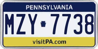 PA license plate MZY7738