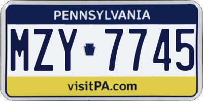 PA license plate MZY7745
