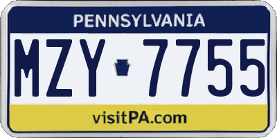 PA license plate MZY7755