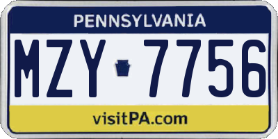 PA license plate MZY7756