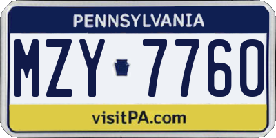 PA license plate MZY7760