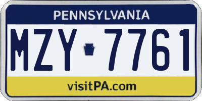 PA license plate MZY7761